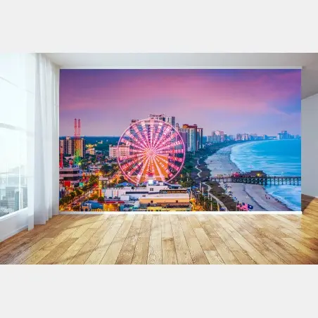 Papier peint grande roue illuminée de Myrtle Beach au coucher du soleil – Wallnifity®