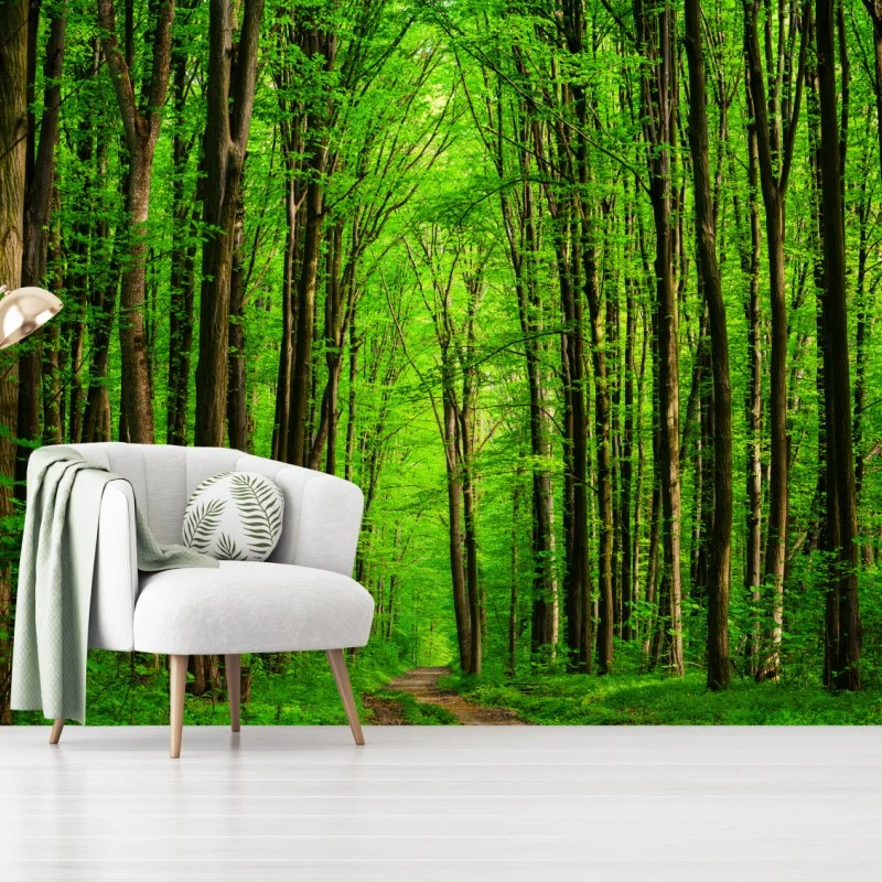 Papier peint allée forestière verdoyante – Wallnifity® Papier peint allée forestière verdoyante – Wallnifity®