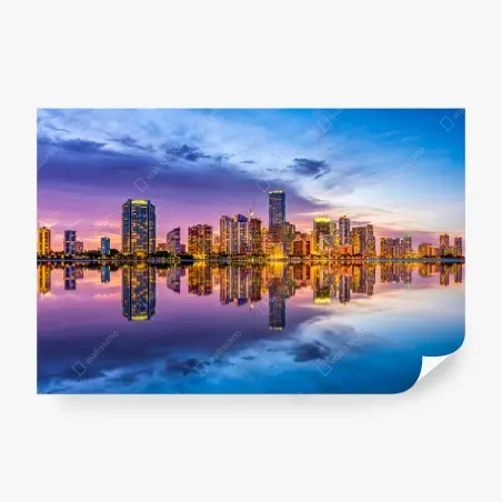 Papier peint reflets colorés de Miami au crépuscule – Wallnifity®