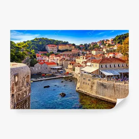 Papier peint vue panoramique de Dubrovnik et ses remparts historiques – Wallnifity®
