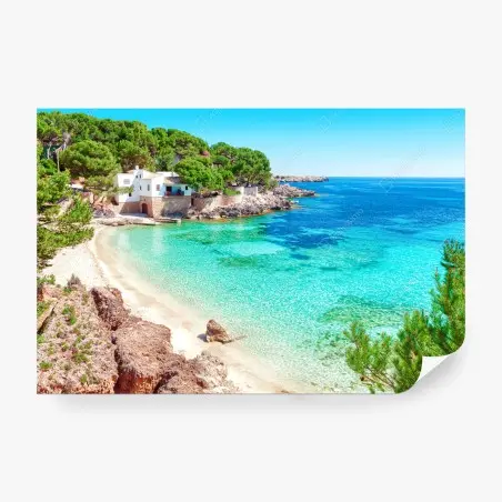 Papier peint refuge côtier aux eaux turquoise – Wallnifity®