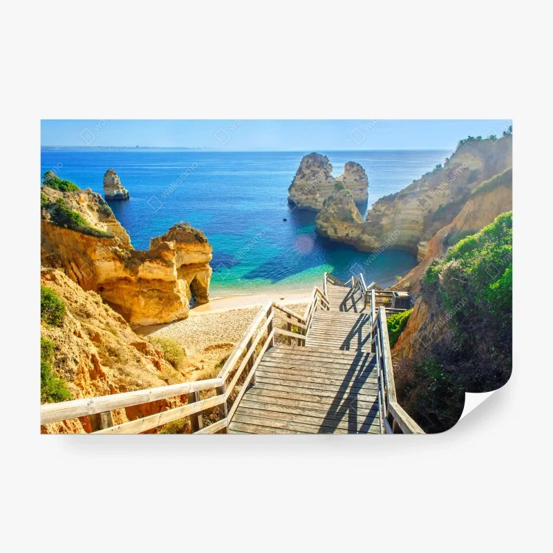 Papier peint escaliers vers la crique aux eaux turquoise – Wallnifity® Papier peint escaliers vers la crique aux eaux turquoise – Wallnifity®