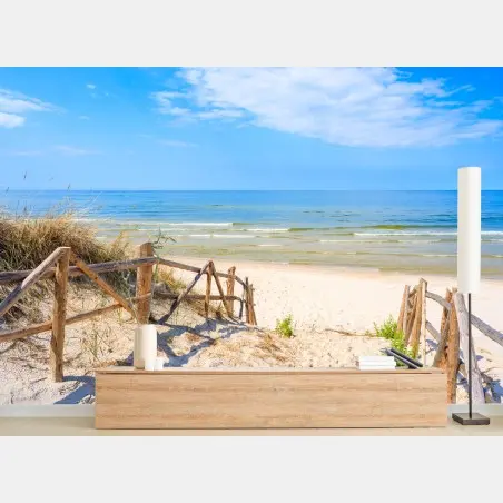 Papier peint chemin sablonneux vers la plage de Lubiatowo, Mer Baltique – Wallnifity®