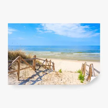 Papier peint chemin sablonneux vers la plage de Lubiatowo, Mer Baltique – Wallnifity®