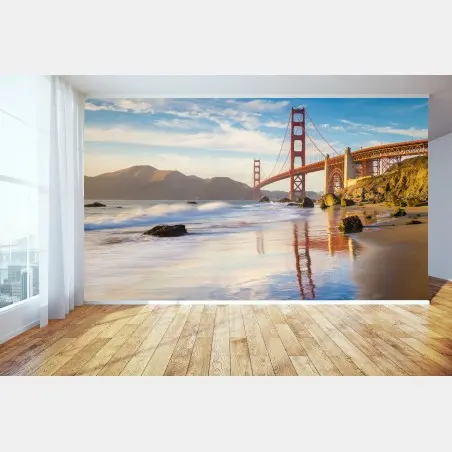Papier peint pont du Golden Gate à San Francisco au coucher du soleil – Wallnifity®