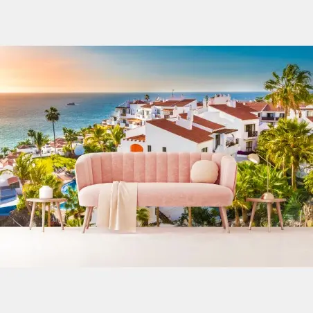 Papier peint vue côtière ensoleillée de Puerto de Santiago, Tenerife – Wallnifity®