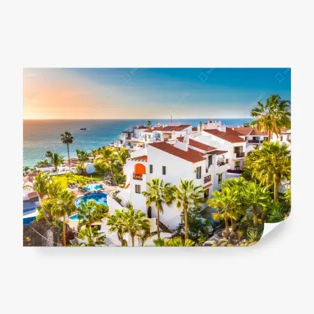 Papier peint vue côtière ensoleillée de Puerto de Santiago, Tenerife – Wallnifity®