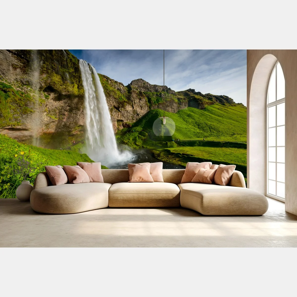 Papier peint cascade majestueuse de Seljalandsfoss, beauté islandaise – Wallnifity® Papier peint cascade majestueuse de Seljalandsfoss, beauté islandaise – Wallnifity®