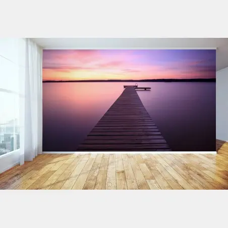 Papier peint jetée au coucher de soleil aux teintes pastel – Wallnifity®