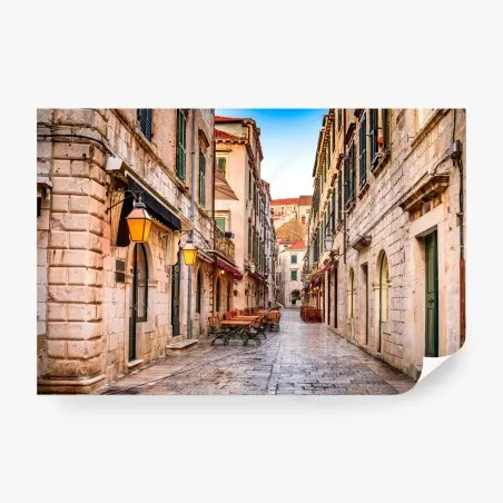 Papier peint ruelle pavée de Dubrovnik au charme médiéval – Wallnifity®