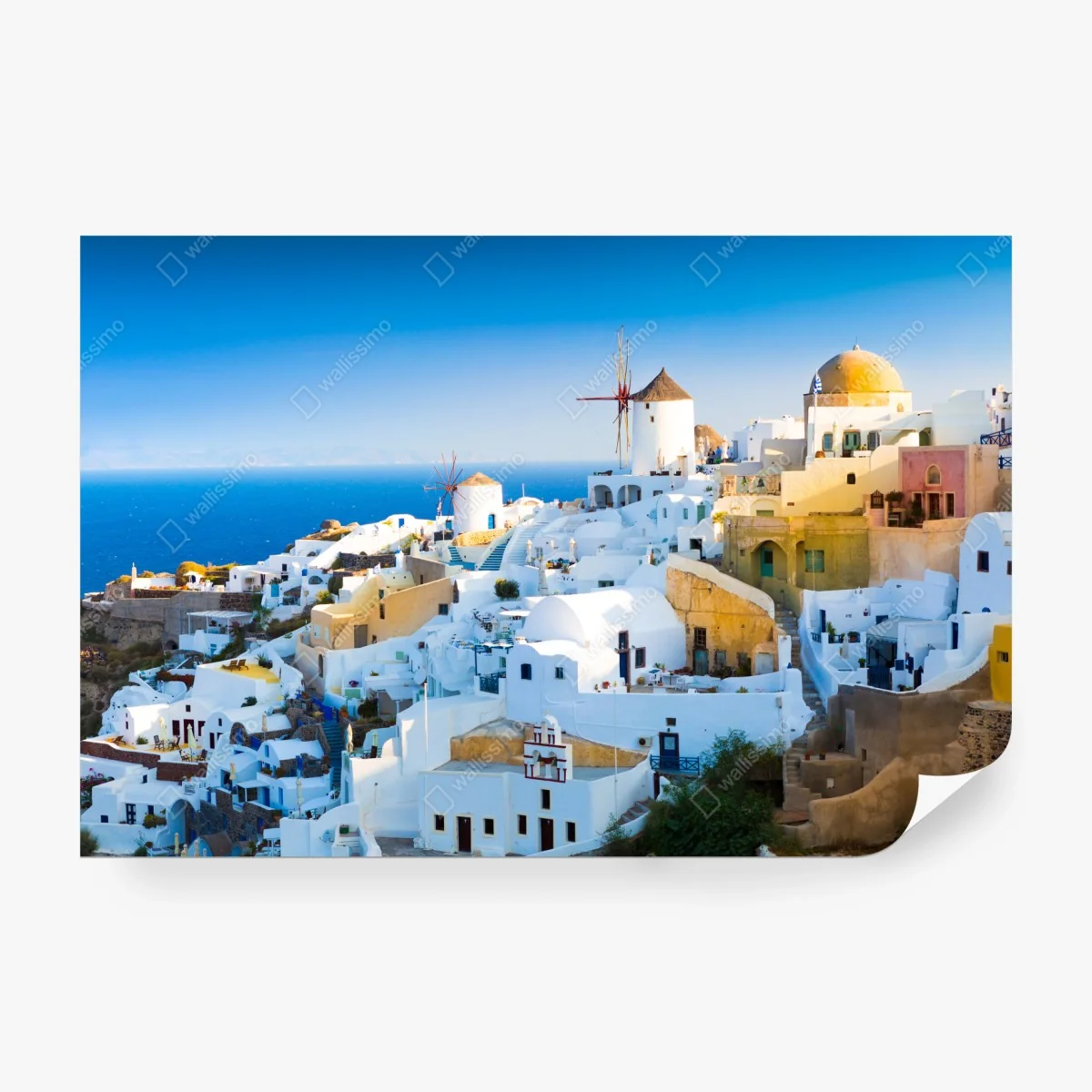 Papier peint village blanc de Santorin au bord de la mer – Wallnifity® Papier peint village blanc de Santorin au bord de la mer – Wallnifity®