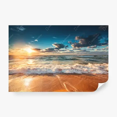 Papier peint lever de soleil doré sur la mer – Wallnifity®