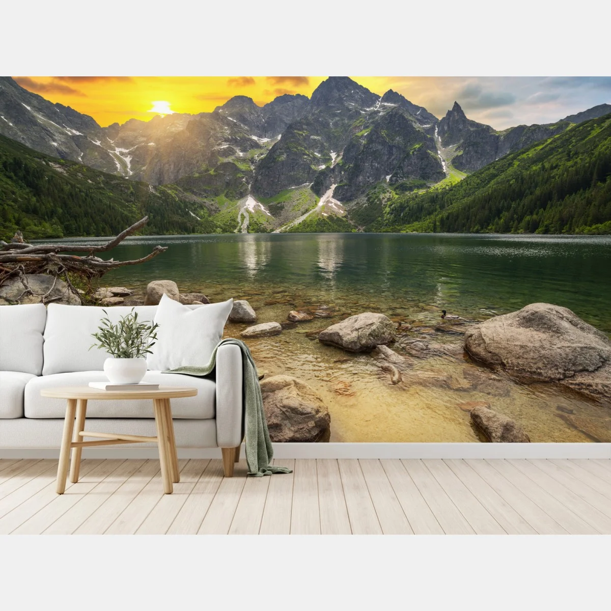 Papier peint crépuscule doré sur le lac Morskie Oko, Tatras, Pologne – Wallnifity® Papier peint crépuscule doré sur le lac Morskie Oko, Tatras, Pologne – Wallnifity®