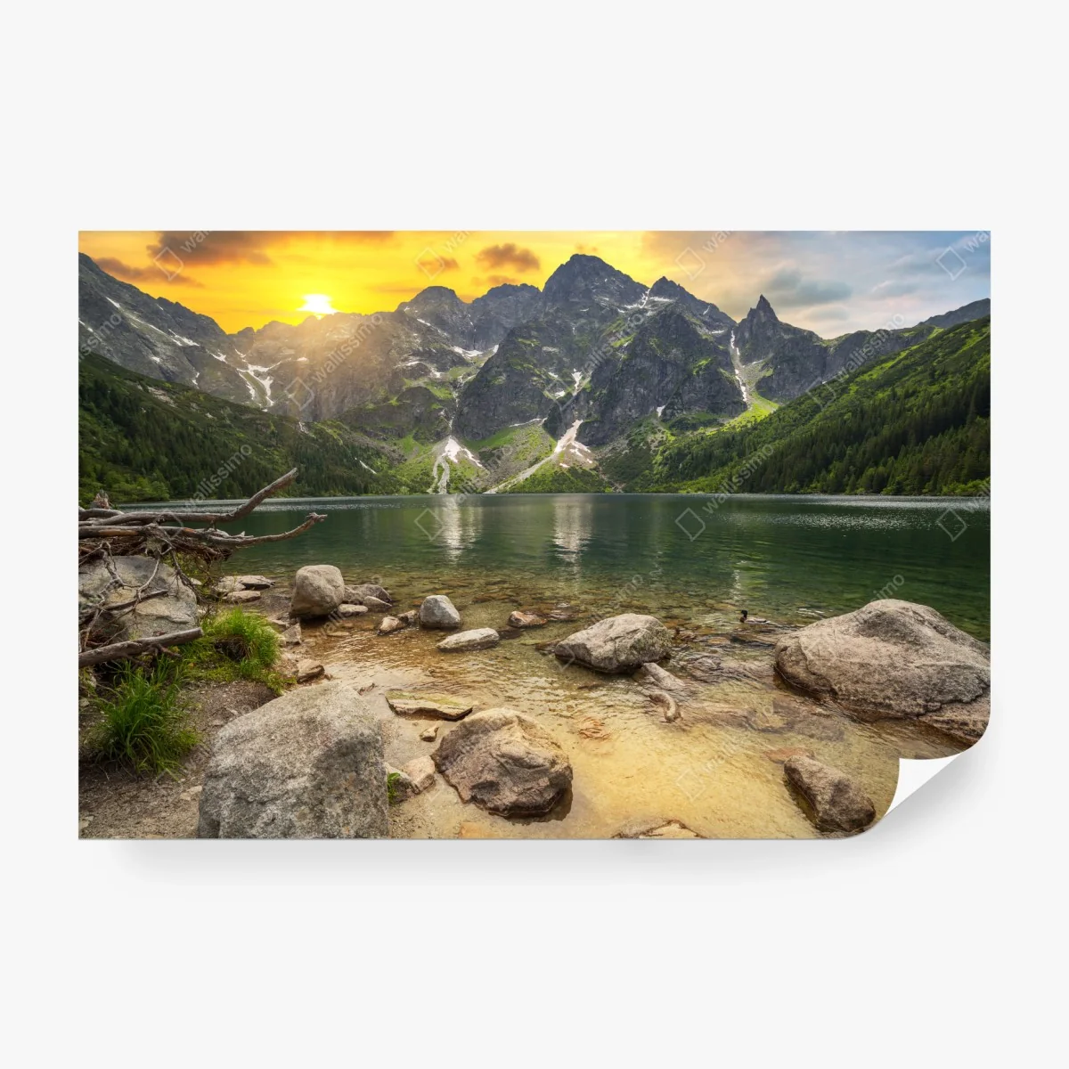 Papier peint crépuscule doré sur le lac Morskie Oko, Tatras, Pologne – Wallnifity® Papier peint crépuscule doré sur le lac Morskie Oko, Tatras, Pologne – Wallnifity®