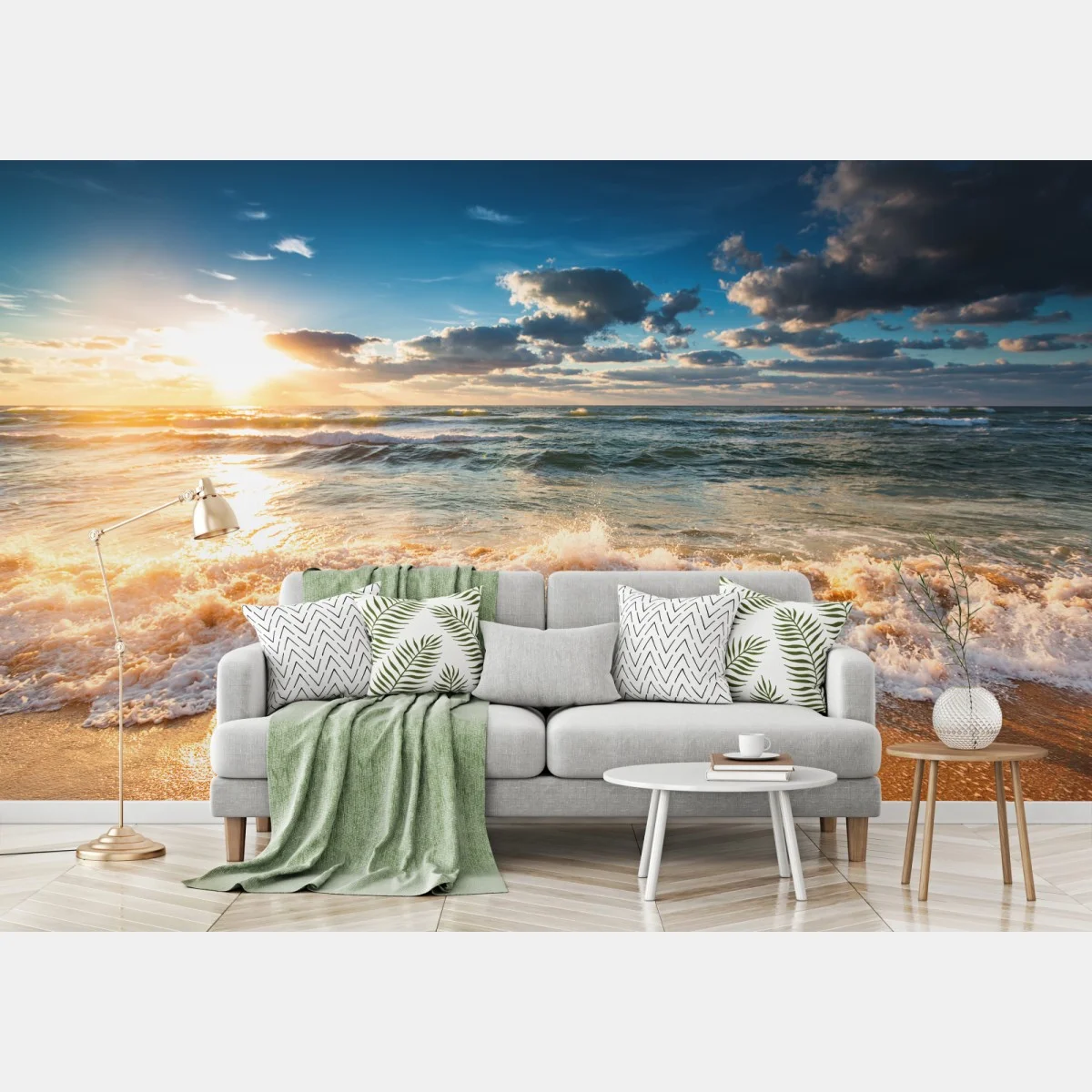 Papier peint aurore dorée au bord de mer – Wallnifity® Papier peint aurore dorée au bord de mer – Wallnifity®