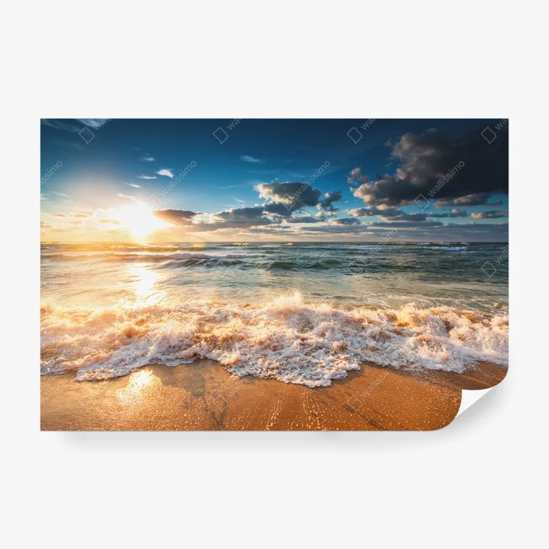 Papier peint aurore dorée au bord de mer – Wallnifity® Papier peint aurore dorée au bord de mer – Wallnifity®