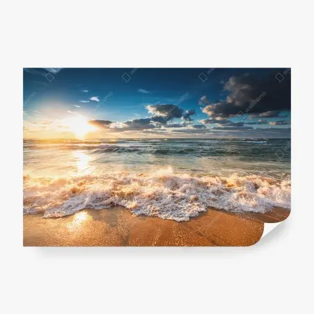 Papier peint aurore dorée au bord de mer – Wallnifity®