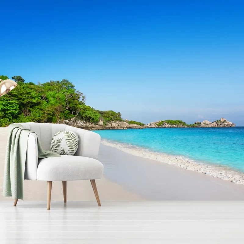 Papier peint plage tropicale au sable blanc et eaux turquoise – Wallnifity® Papier peint plage tropicale au sable blanc et eaux turquoise – Wallnifity®
