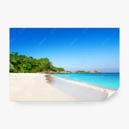 Papier peint plage tropicale au sable blanc et eaux turquoise – Wallnifity®