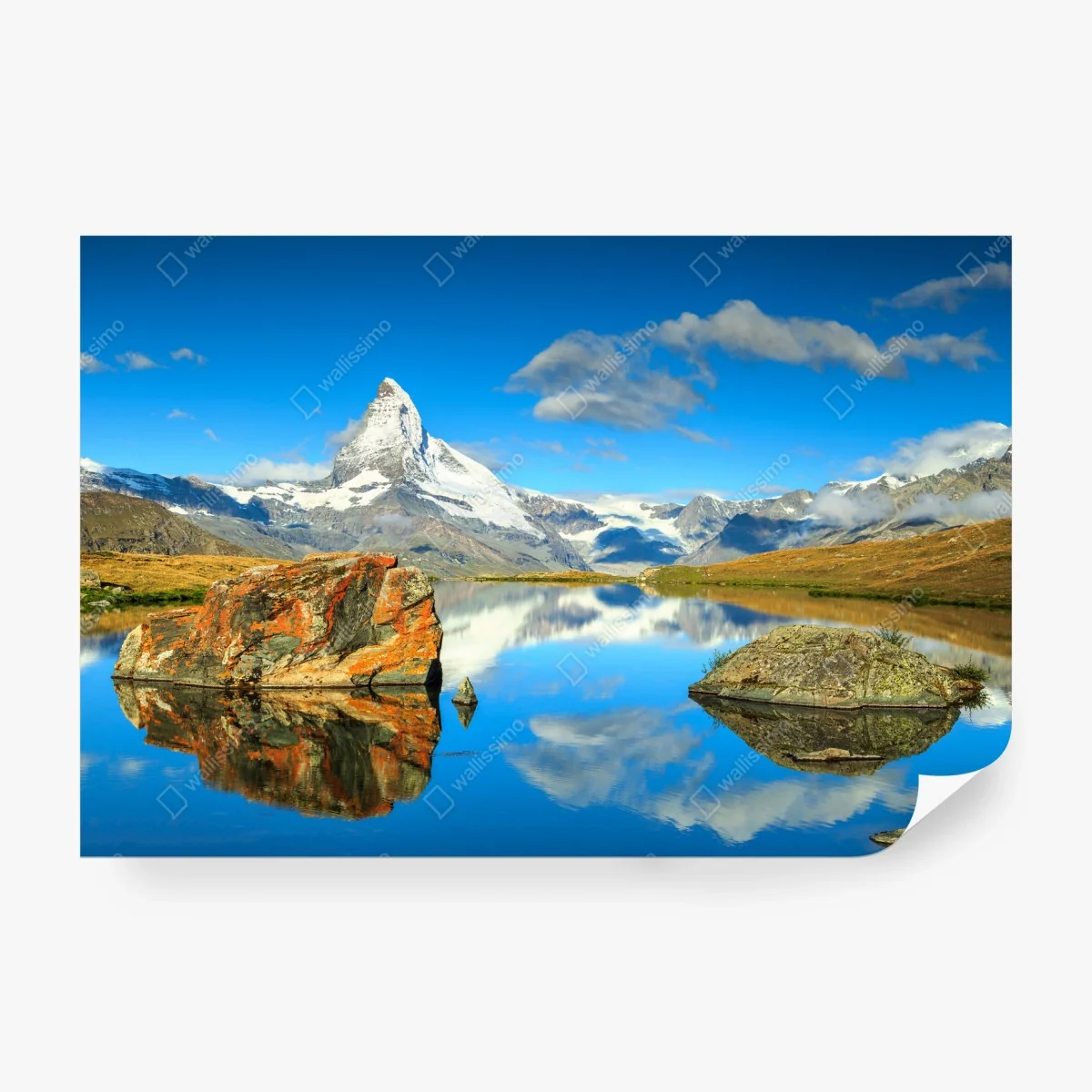 Papier peint reflet du Cervin sur un lac alpin – Wallnifity®