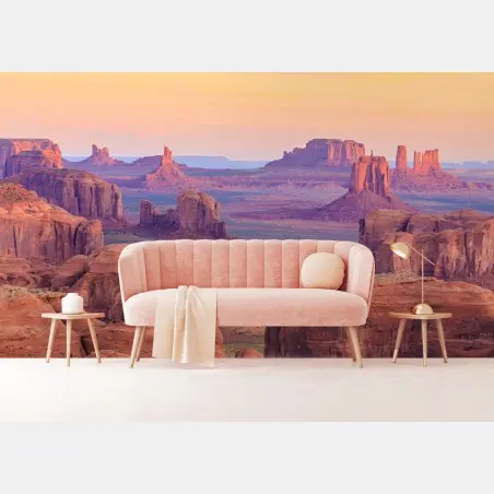 Papier peint panorama désertique de Monument Valley au coucher du soleil – Wallnifity®