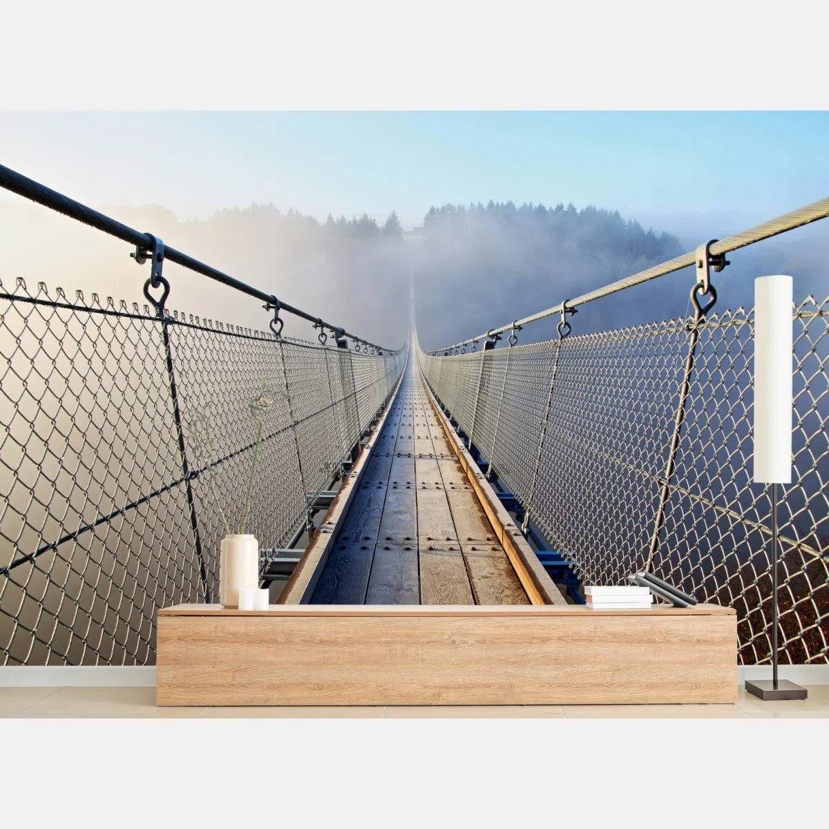 Papier peint passerelle suspendue dans la brume – Wallnifity® Papier peint passerelle suspendue dans la brume – Wallnifity®