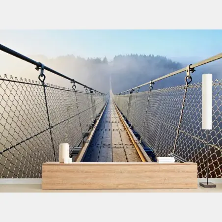 Papier peint passerelle suspendue dans la brume – Wallnifity®