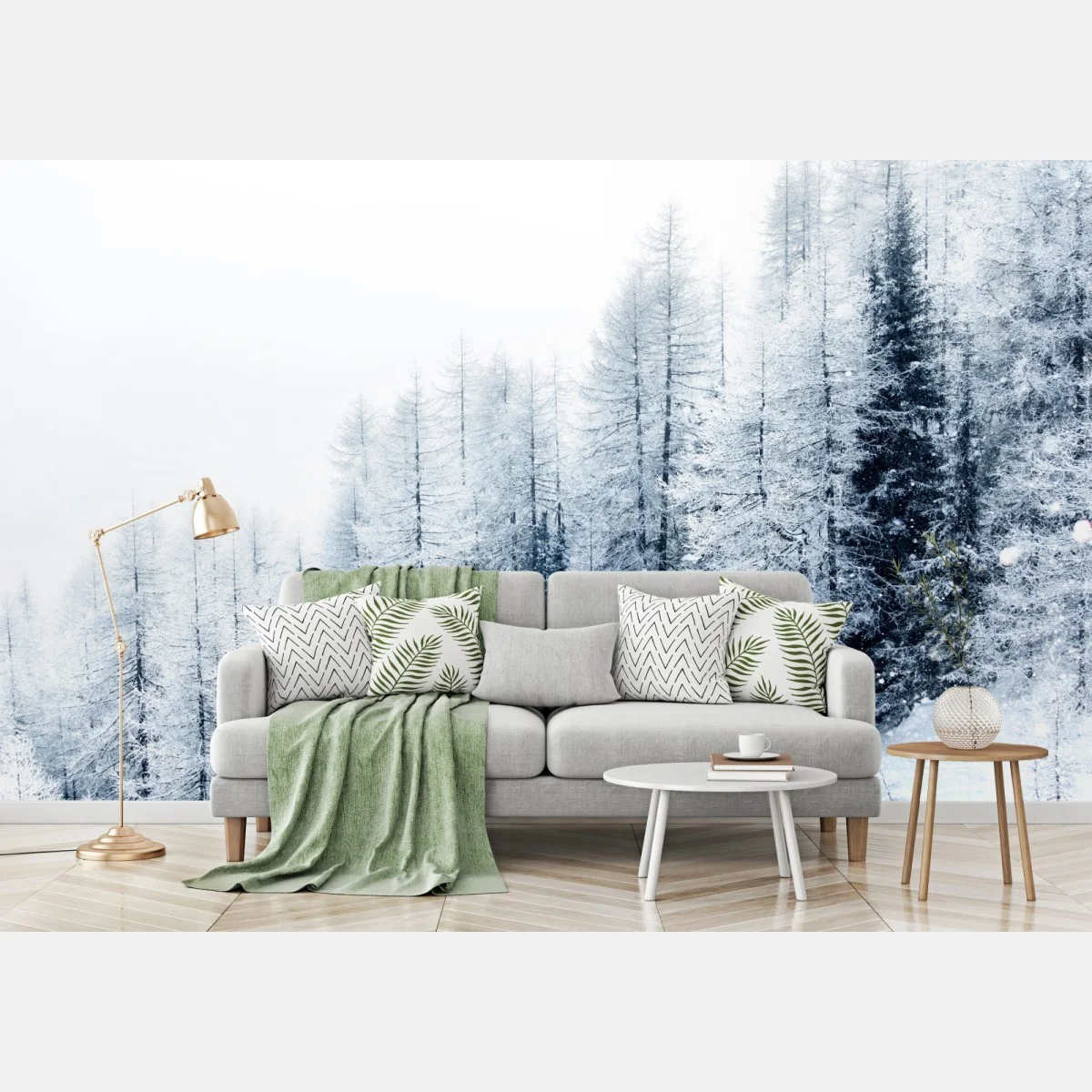 Papier peint paysage hivernal de forêt enneigée – Wallnifity® Papier peint paysage hivernal de forêt enneigée – Wallnifity®