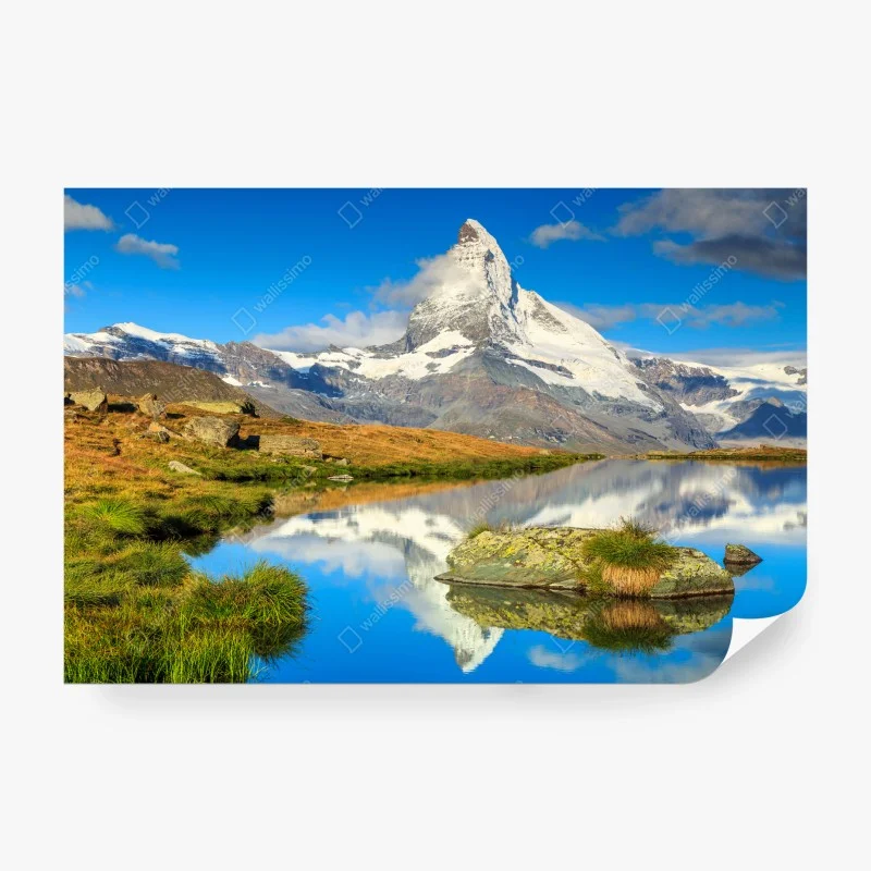 Papier peint vue tranquille du Cervin au reflet parfait – Wallnifity® Papier peint vue tranquille du Cervin au reflet parfait – Wallnifity®