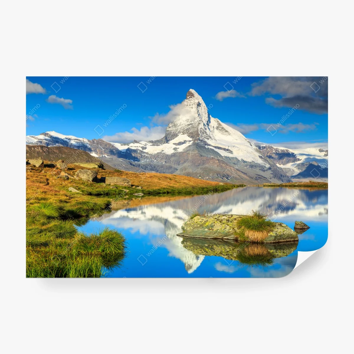Papier peint vue tranquille du Cervin au reflet parfait – Wallnifity® Papier peint vue tranquille du Cervin au reflet parfait – Wallnifity®