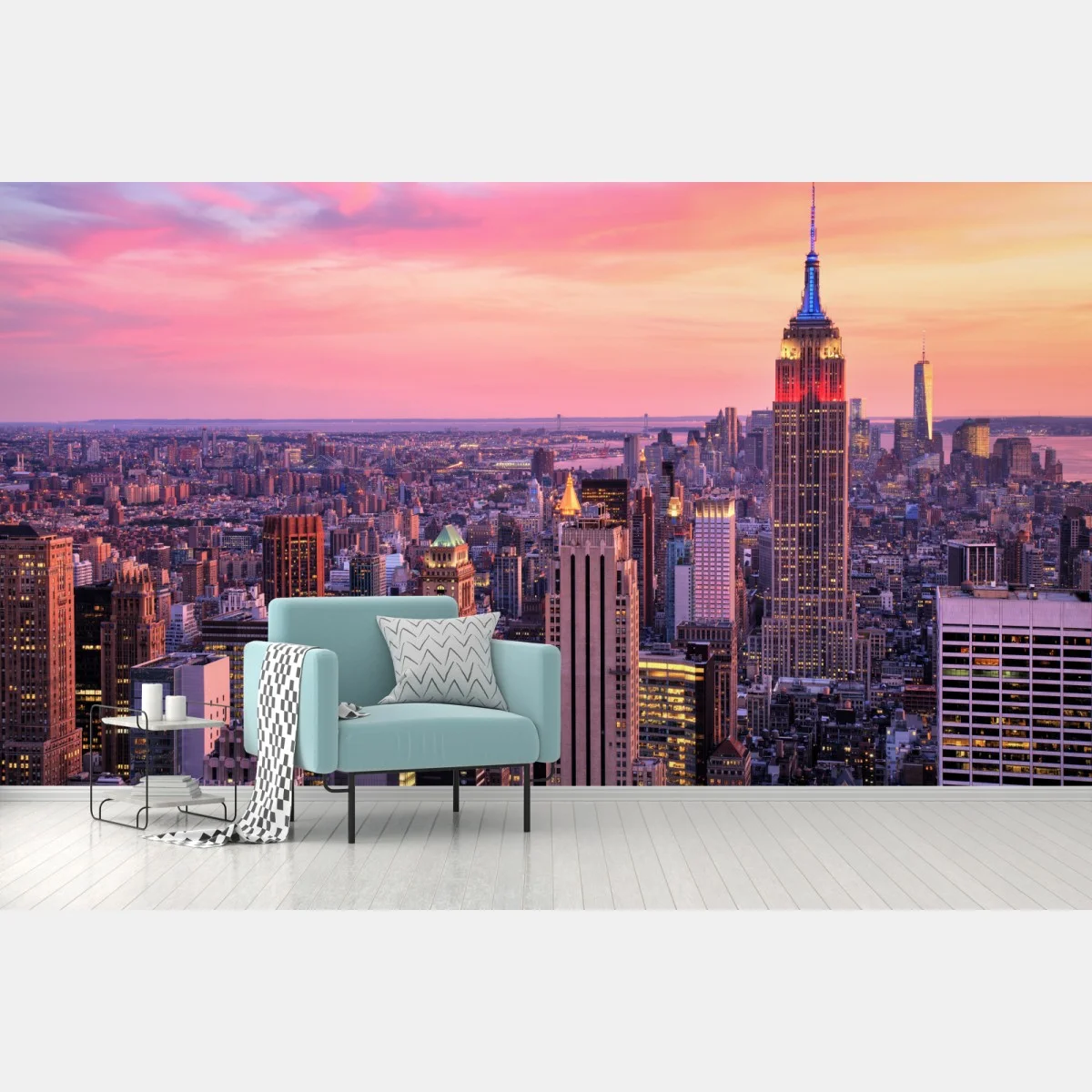 Papier peint coucher de soleil sur New York et l'Empire State Building – Wallnifity® Papier peint coucher de soleil sur New York et l'Empire State Building – Wallnifity®
