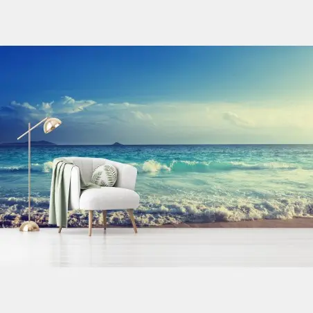 Papier peint coucher de soleil paisible aux Seychelles – Wallnifity®