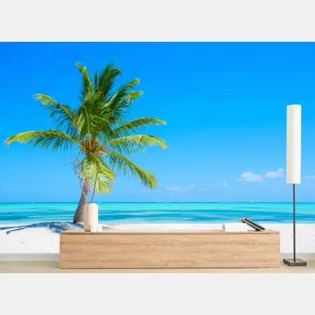 Papier peint évasion tropicale au bord de la mer turquoise – Wallnifity®