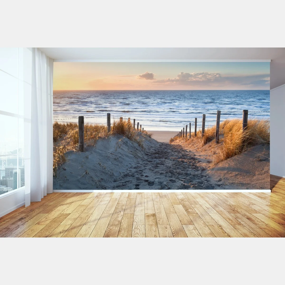 Papier peint chemin de sable vers la Mer du Nord au coucher du soleil – Wallnifity® Papier peint chemin de sable vers la Mer du Nord au coucher du soleil – Wallnifity®