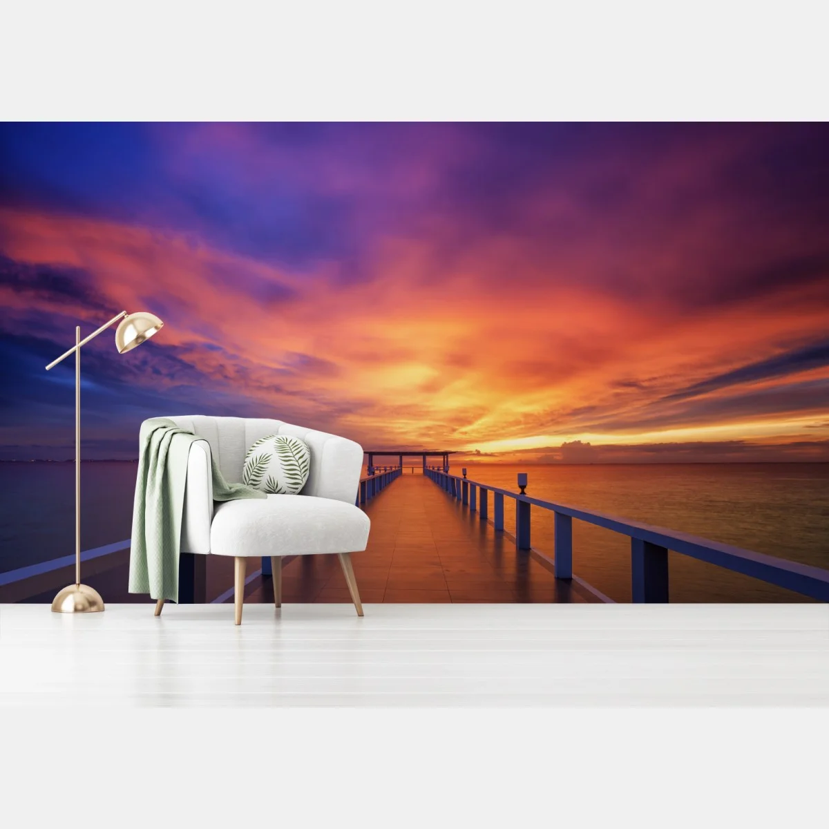 Papier peint ponton au coucher de soleil tropical – Wallnifity® Papier peint ponton au coucher de soleil tropical – Wallnifity®