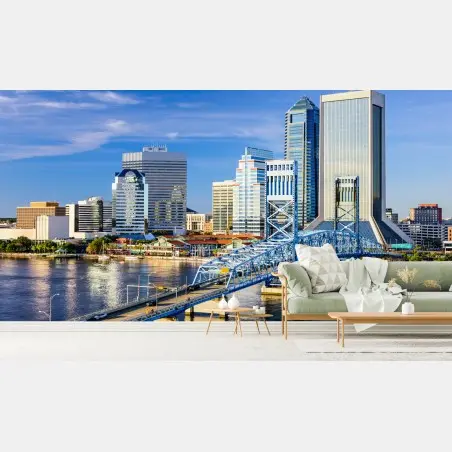 Papier peint panorama de Jacksonville sur la rivière St. Johns – Wallnifity®