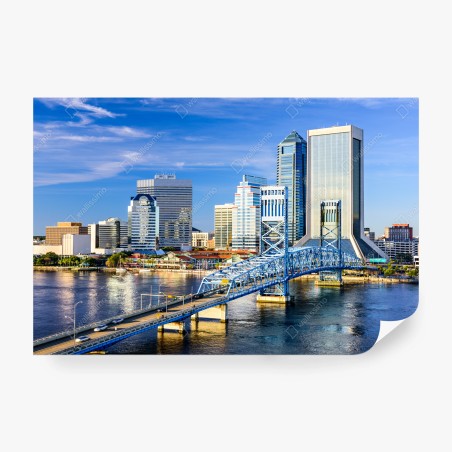 Papier peint panorama de Jacksonville sur la rivière St. Johns – Wallnifity®