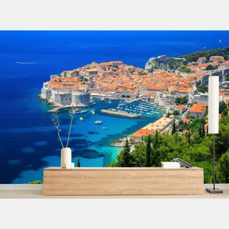 Papier peint vue panoramique de Dubrovnik et de la mer Adriatique – Wallnifity®