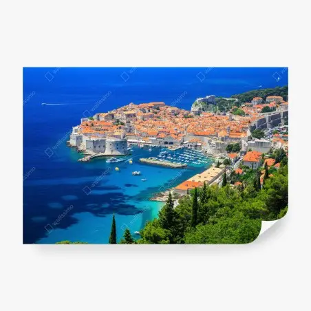 Papier peint vue panoramique de Dubrovnik et de la mer Adriatique – Wallnifity®