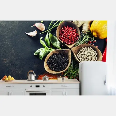 Papier peint composition d'épices et d'herbes aromatiques – Wallnifity®