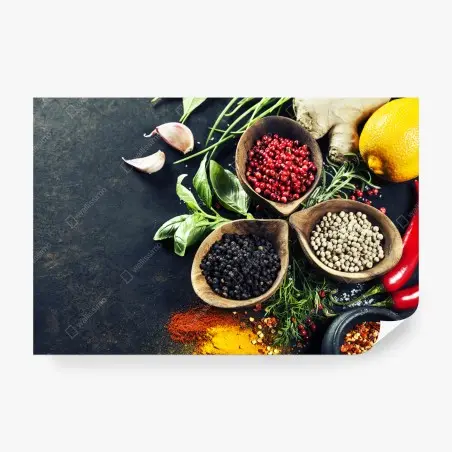 Papier peint composition d'épices et d'herbes aromatiques – Wallnifity®