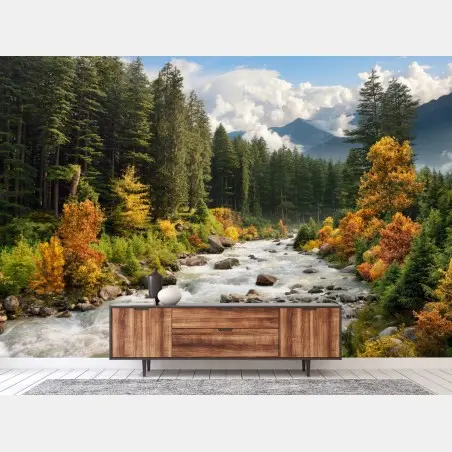 Papier peint paysage de montagne aux couleurs d'automne – Wallnifity®