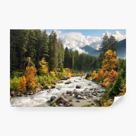 Papier peint paysage de montagne aux couleurs d'automne – Wallnifity®
