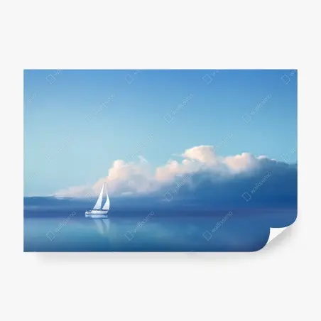 Papier peint voilier solitaire sur mer calme et ciel bleu – Wallnifity®