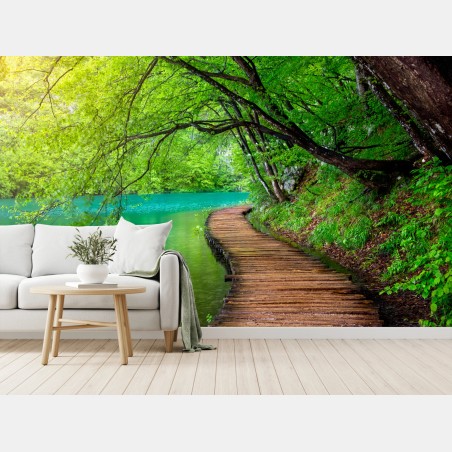 Papier peint promenade au bord du lac émeraude – Wallnifity®