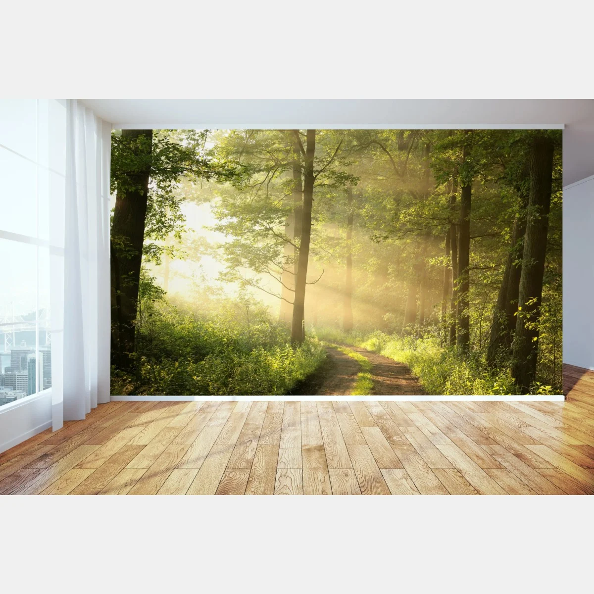 Papier peint matin doré dans la forêt – Wallnifity® Papier peint matin doré dans la forêt – Wallnifity®