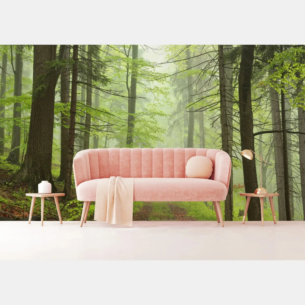 Papier peint sentier brumeux dans la forêt printanière – Wallnifity® Papier peint sentier brumeux dans la forêt printanière – Wallnifity®