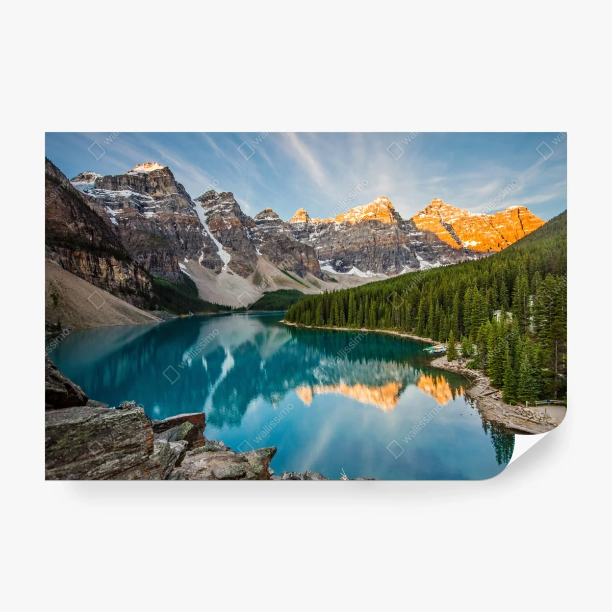 Papier peint reflets dorés sur lac alpin turquoise – Wallnifity® Papier peint reflets dorés sur lac alpin turquoise – Wallnifity®