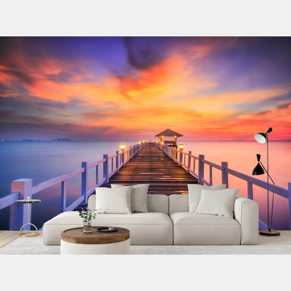 Papier peint jetée en bois au lever du soleil – Wallnifity® Papier peint jetée en bois au lever du soleil – Wallnifity®