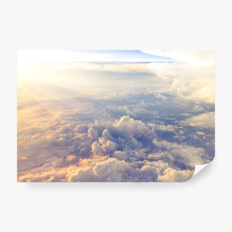 Papier peint horizon doré au-dessus des nuages – Wallnifity®